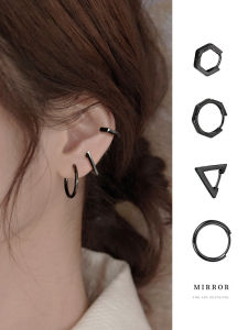 ต่างหูเงินแท้ 925 ทรงเรขาคณิต สามเหลี่ยม แฟชั่นสำหรับทั้งชายและหญิง เครื่องประดับหูแบบใหม่ ไม่มีการตกแต่ง