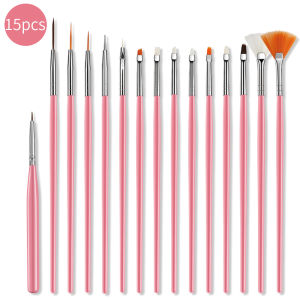 15pcs Fine Detail Paint Brush Set  Acrylic UV Gel Drawing Dotting Manicure Nail Art Design Tools Makeup Accessorie Gel Brush