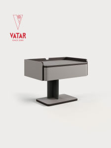 VATAR | Designer Modern Minimalist Bedside Cabinet Single Drawer Storage Saddle Leather