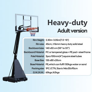 Standard Basketball Stand Adult Basketball Goal Professional-Game Basketball System Portable Heavy-Duty Steel Frame Basketball Hoop