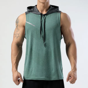 Summer Fitness Sport Vest for Men Quick Drying Breathable Moisture Absorbent Super Elastic Sleeveless Running Shirt
