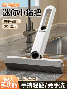 Handheld Mini Mop for Lazy People Absorbent Sponge for Kitchen Bathroom Toilet Sink Stainless Steel Pole Foldable Water Extraction