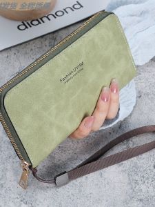 กระเป๋าสตางค์หนังแบบถือยาวสไตล์เกาหลี กระเป๋าใส่โทรศัพท์มือถือสำหรับผู้หญิง กระเป๋าใส่บัตรแบบมีฟังก์ชั่นหลายอย่าง กระเป๋าสตางค์ผู้หญิงแบบใหม่ปี 2025