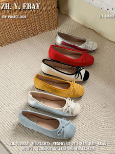 French Butterfly Knot Flat Bottom Ballet Shoes Soft Sole Womens Shoes Early Spring New Style Blue Color Korean Style Fashion Single Shoes