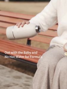 Boboduck [500ml &10000 mAh Battery] Portable Wireless Thermostatic Kettle Portable Baby Milk Cup 3 Minutes Fast Heating 500ml