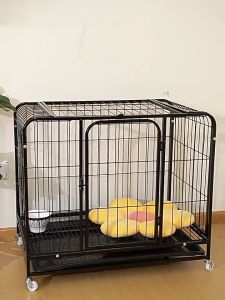 【Ready Stock】Heavy Duty Dog Cage with Poop Tray Metal Free Space Pet Cage Animals Pen Fence with 4 Wheels