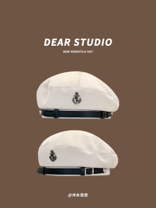 Japanese-Style Retro Nautica Style Metal Label Beret Children Summer Cool Easiest for Match Internet Celebrity Painter Cap Beret Tide