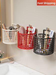 Drill-Free Wall-Mounted Bathroom Storage Rack for Combs