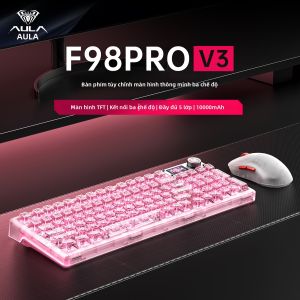 AULA | Bàn phím cơ trong suốt tùy chỉnh Wolf Spider F98ProV3 ba chế độ kết nối hot-swappable không dây Bluetooth chuyên dùng cho game e-sports