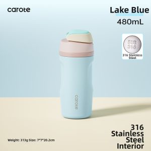 CAROTE | Stylish Large Capacity Stainless Steel Thermal Cup with Straw