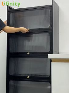 Lifinity🔥🔥2/3/4 Layers 70CM Kitchen Organizer Cabinets with Door & Wheels Storage Rack Multi-Layer Organizer Shelf Multifunctional lockers Dust-Proof