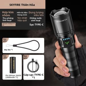 SKY FIRE | Đèn Pin Sạc Ngoài Trời Công Suất Lớn Chiếu Xa