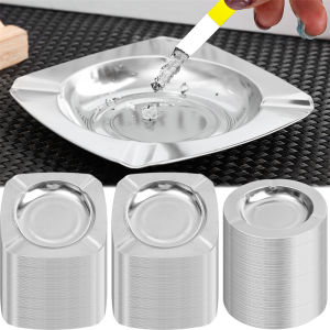 ที่เขี่ยบุหรี่สแตนเลสกันลอย2ชิ้นที่เขี่ยบุหรี่กันลื่นแบบเรียบง่ายสำหรับอินเตอร์เน็ตคาเฟ่ KTV ของโรงแรม