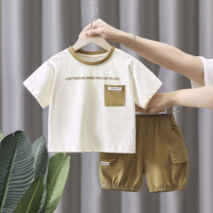 Summer Thin Short Sleeve Childrens Suit Boys Trendy T-Shirt Baby Casual Wear Comfortable Fabric Love Expression Scene