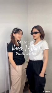 Zalmore Women Vneck Basic Series T-Shirt Premium LUMA Cotton - Kaos Wanita Lembut Ringan Sejuk Anti Nerawang