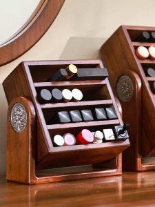 Premium Wooden Rotating Lipstick Organizer Large Multi Tier Makeup Display Storage Rack Holder