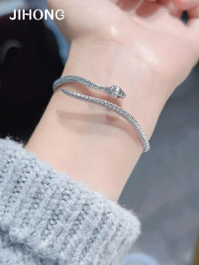 S925 Sterling Silver Bracelet Womens Style Youthful Solid Snake Design Pure Silver Wristband Chinese Zodiac Year Gift