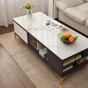 โต๊ะกาแฟ โต๊ะกลาง โต๊ะกลางโซฟา Coffee Table ขนาด 120*60*41 มีลิ้นชักเก็บ มีช่องเก็บ ท็อปกระจก กว้างวางของ สวยมาก ราคาถูกต้อง ให้เลือกสรรคลุม วัสดุแข็งแรง הน้ำไปพื้นฐาน ส่งฟรี