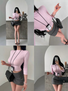 YoungGirlDay Slimming High Collar Short Sleeve T-Shirt Basic Style Solid Color Womens Top Fashion Daily Wear Chinese Production