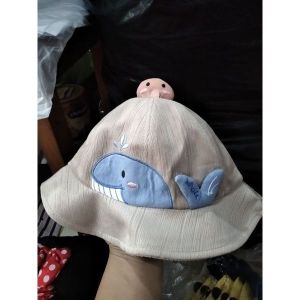 T.I - Topi Anak Laki-laki Perempuan Blue Whale Bucket Hat Import