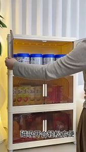 B.I.Y 3/4/5/6-Layer Stackable Multipurpose Storage Cabinet with Dual Door | Multipurpose Cabinet with Wheels | Almari Serbaguna Bertutup | 收纳柜置物架透明