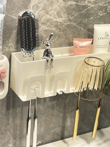 Toothbrush Rack Punch-Free Gargle Cup Tooth Cup Bathroom Wall-Mounted Household Electric Toothpaste Toothbrush Holder