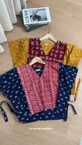 Delova Wardrobe - HANAYA VEST BATWING Vancy Premium Casual Top Blouse Batik Jumputan Oversize Etnik Batik Jumputan Crop Jumbo Kartini Vintage Premium Outfit Outer Rompi Tali Atasan Luaran Baju Pakaian Wanita Tali Lace Lebaran Raya Kebaya Kondangan Wisuda