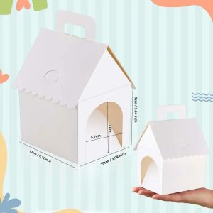 10PCS Adoption Puppy Theme Gift Box Cute Empty House Shaped Gift Box DIY Painting Available Candy Box With Door And Handle