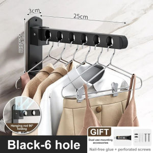 Wall-Mounted Clothes Hanger Stainless Steel Folding Retractable Hook No Punching Clothes Drying Rack Space Saving Home Supplies