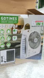 พัดลมโซล่าเซลล์ 6 IN 1 มสายชาร์จ TYPE-C GD-8028 ใช้พลังงานเเสงอาทิตย์ ประหยัดไฟฟ้า
