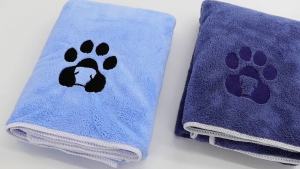35*75cm/50*100cm Microfiber Pet Bath Towel Embroidered Super Soft Absorbent Cat for Dogs Grooming Supplies