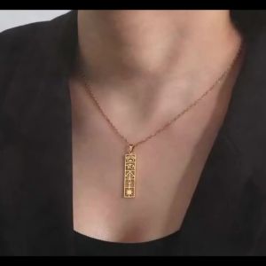 Skyrim Egyptian Ankh Hieroglyphs Necklace Stainless Steel Eye of Horus Neck Chain Ancient Egypt Cartouche Jewelry for Women Men