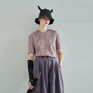 Original Design Loose Striped Round Neck Short Sleeve T-Shirt