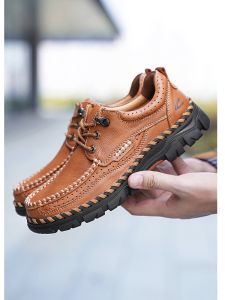 New German Camel Active Outdoor Leisure Leather Shoes Mens Authentic Leather Comfortable Breathable Soft Bottom Increase Big Head Leather Shoes