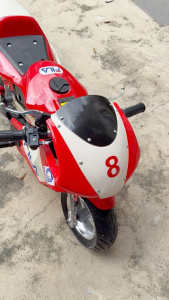MINI POCKET BIKE 49CC - KIDS SPORTY STRIPED SUPERBIKE ADVENTURES (Easy to Pull Starter)