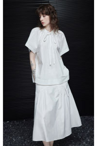 Moment Casual Chic เสื้อยืดแขนสั้นสีขาวสําหรับผู้หญิงสไตล์ Street หลวม Fit Pure Cotton เหมาะสําหรับฤดูร้อน 2024