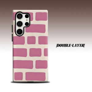 BILIBILI | Pink Brick For Samsung Galaxy S26 S25 S24 A56 A36 Dual Layer Luxury Fashion Full Lens Protective Case