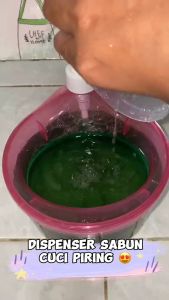 Tempat Sabun Cair Cuci Piring Bentuk Bulat Desain inovatif kualitas tinggi tahan lama Bahan Plastik ABS Tidak Mudah Pecah Dan Bocor Soap Pump Dispenser 2in1 650ml + Sponge Wadah Sabun Viral