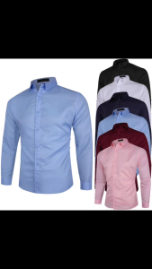 Long Sleeve Formal/Business Polo for Men Plain Cotton Shirt 6 Colors Size M to 4XL