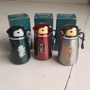 Bình giữ nhiệt Inox 304 hình con chó cao cấp Dung tích 300ml 2 lớp giữ nhiệt 8-10 tiếng Có dây đeo Nắp đậy chống tràn