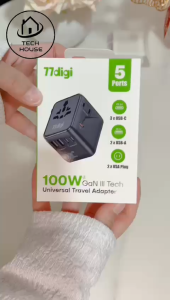 77digi 100W Travel Adapter PowerExtend 3 Type-C + 2 USB A Fast Charging International Worldwide Universal Travel Plug Adapter WWA100