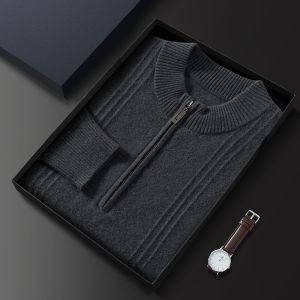 Mens Luxury Half-Zip Half-High Collar Cashmere Sweater: Thickened Cashmere Blend for Autumn Casual Use