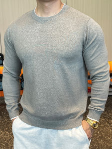 Solid Color Drop Shoulder Round Neck Sweater