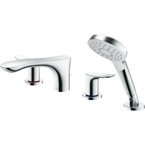 Deck Mount Cold & Hot Mixing Valve Shower Pull-out Sprayer