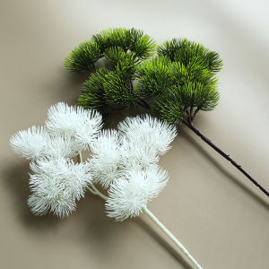 Pure White Plastic Pine Needles Artificial Cedar Branch Leaves Wedding Decoration Landscape Bonsai Decor Chinese Style Home Garden