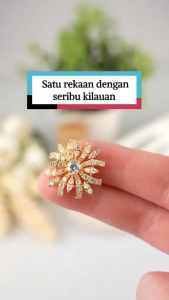 KERONGSANG TUDUNG Floral Saduran Emas 24K Permata Putih Zhulian