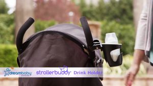 Dreambaby Compatible to all Stroller Premium Drink Holder Black/White Trim - Detachable Cup Holder