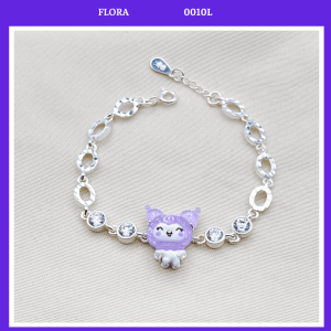 FLORA 0010L - Lắc tay bạc ta hình Kuromi màu tím dành cho bé gái