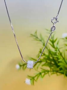 Dây chuyền bạc bạc ý S925 xi bạch kim kiểu mì trơn nhỏ dài Mặt dây chuyền xỏ bạc mạ vàng trắng đẹp Vòng cổ bạc thật dành cho phụ nữ rất quyến rũ Mặt charm chữ cái - KIM LỘC PHÁT DML02