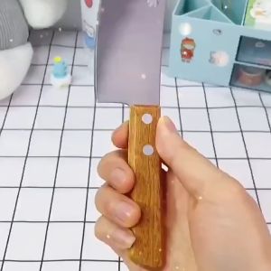 K0203 3pcs Set Tik Tok Viral Mini Butter Knife Mini Cleaver Knife Fruit Knife Utility Knife Wood Handle Knives 迷你小菜刀